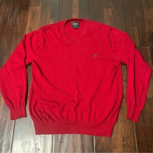 Chaps Red Sweater Mens Size Large Cotton Cashmere - Picture 1 of 4